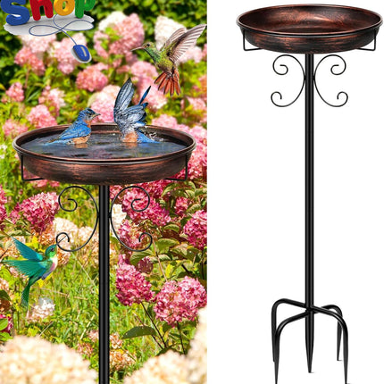 35In Metal Bird Bath for Garden, Vintage Freestanding Birdbaths & Supports, Bird
