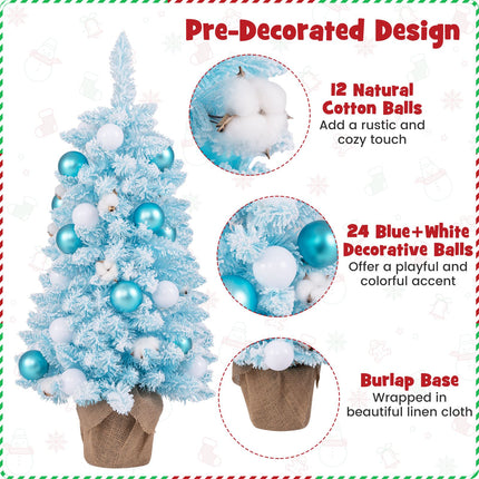 90 CM Artificial Mini Christmas Tree with 12 Natural Cotton Balls