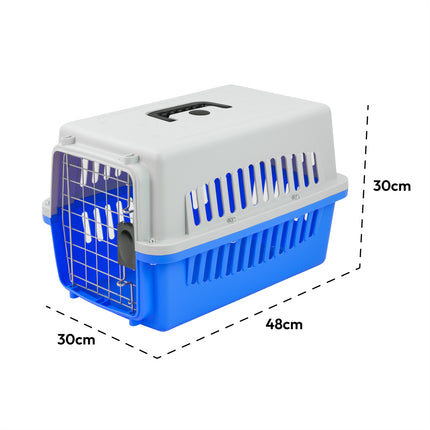 KCT SMALL BLUE PLASTIC PET CARRIER CAT DOG PORTABLE CARRY CRATE TRAVEL CASE