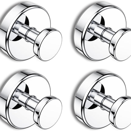 Suction Cup Hooks for Shower, Removable Towel Hooks for Bathroom Window Glass Door Wall 4 Pack, Chrome