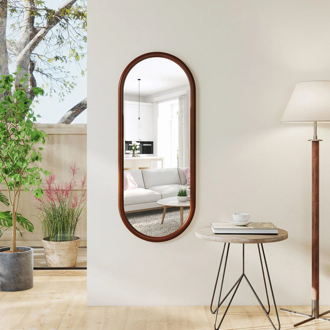Hanging Mirror Full Length Mirror Wood Frame Wall-Mounted Mirror