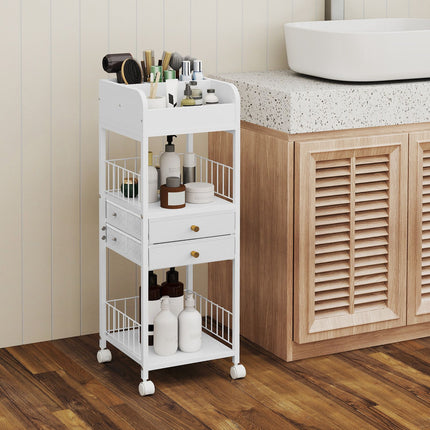 Floor Skincare Organizer Cart with Drawers and Storage Shelves