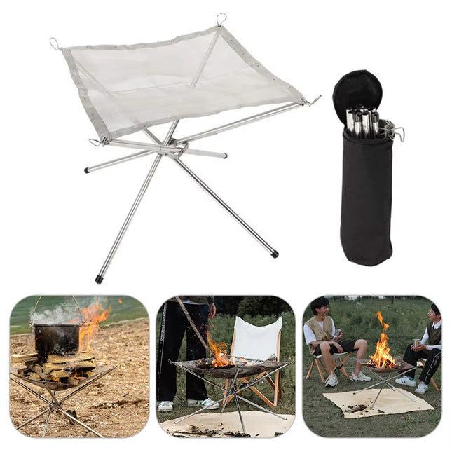 Disassemble Garden Backyard Heating Mesh Stainless Steel Outdoor Camping Campfire Fire Rack Foldable Mesh Fire Pit BBQ Tools Hot