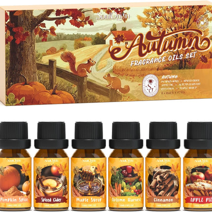 Soulorigin Autumn Essential Oils Set, Fragrance Oil Set for Oil Diffusers, Bath