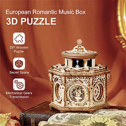 Secret Garden DIY Mechanical Music Box Kit 3D Wooden Puzzle Box for Adults Self-Assembly Building Project