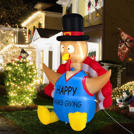 Thanksgiving Inflatable Turkey with LED Lights and Built-In Fan