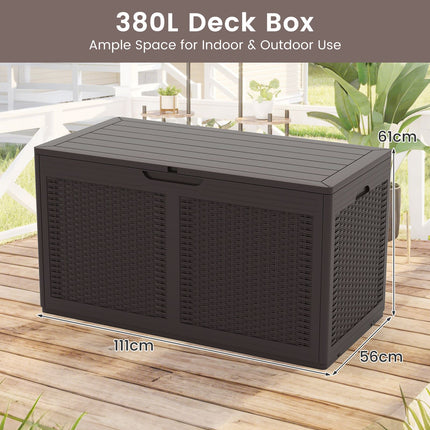 380L Resin Deck Box with Lockable Lid and Wheels