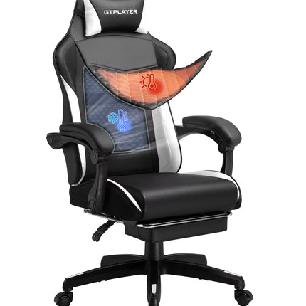 Gaming Chair, High Back Leather Computer Gaming Chair with Footrest, Ergonomic Height Adjustable Office Chair