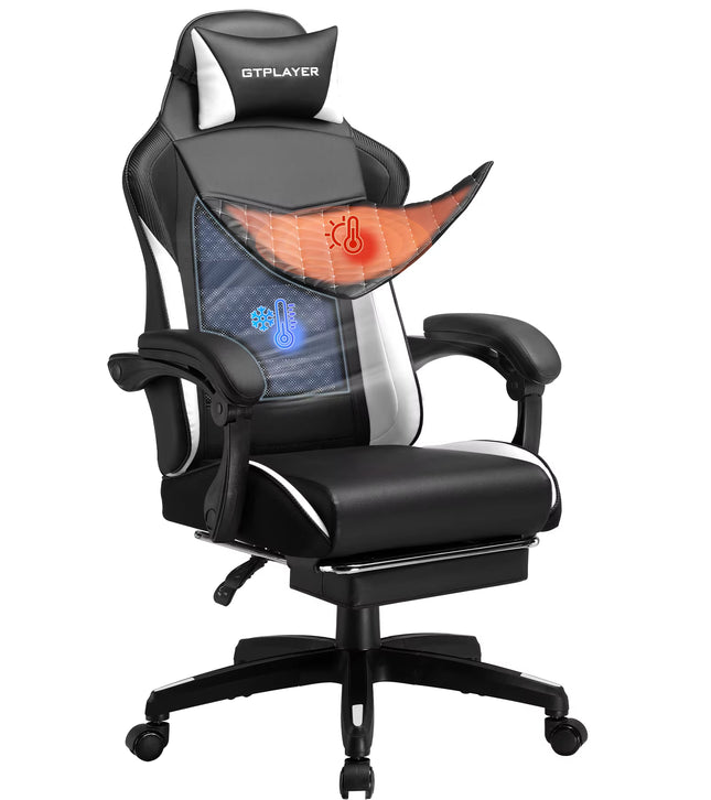 Gaming Chair, High Back Leather Computer Gaming Chair with Footrest, Ergonomic Height Adjustable Office Chair