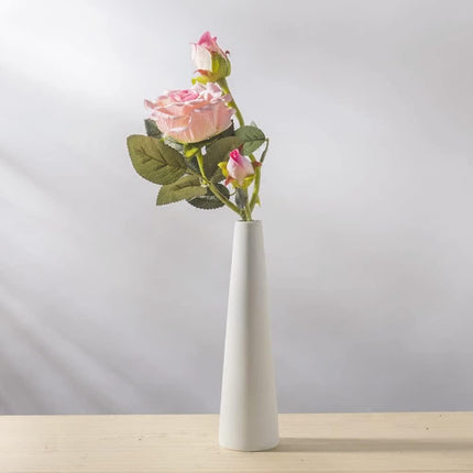 Tall White Ceramic Bud Vase Single Flower Small Bud Decorative Floral Vase Home