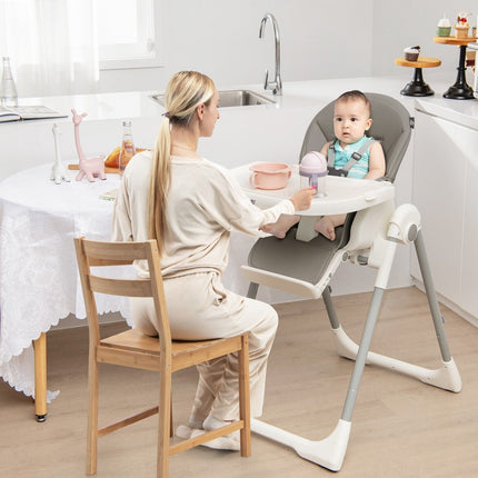 4-In-1 Foldable Baby High Chair with 7 Adjustable Heights and 4 Reclining Angles
