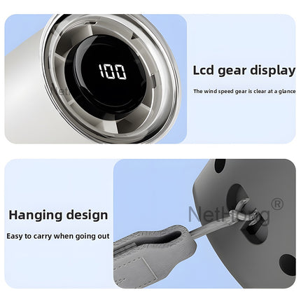 Mini Handheld Turbo Fan USB Rechargeable High Wind Speed Fan with LED Display