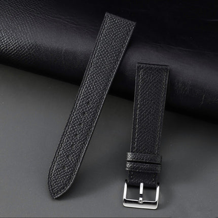 20Mm Black Epsom Leather Grained Calfskin Elegant Vintage Watch Strap Band