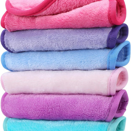 Reusable Makeup Remover Cloths Soft Microfiber Face Cleansing Cloth Fast Drying Washclothface Towel for Sensitive Skin Daily Travel Eye Skincare(6 Colors)