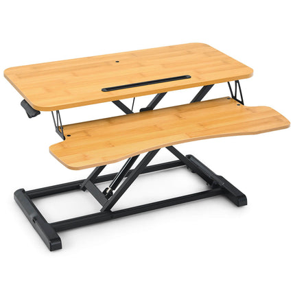 Height-Adjustable Ergonomic Sit-Stand Desk with Metal Frame and Clamping Plates