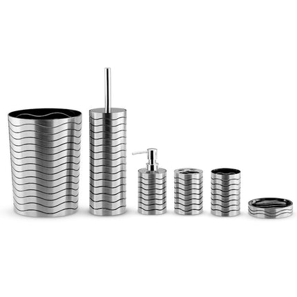 Practical 6Pc Bathroom Accessories Set Bin Soap Dispenser Toothbrush Tumbler