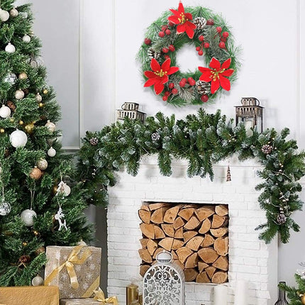 30CM Christmas Wreath with Lights Front Door Wreath Garland Hanging Decor BG