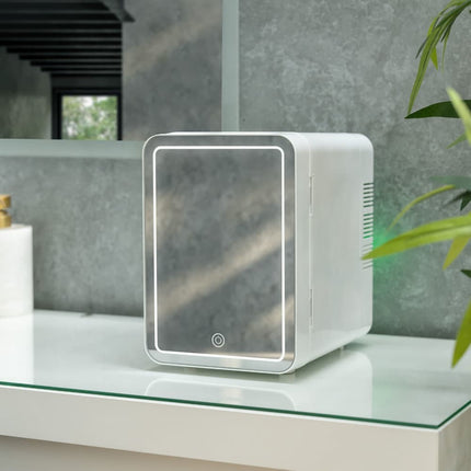 4L Portable Mini Beauty Fridge with LED Mirror Small Cooler for Skincare Make Up