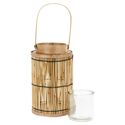 Bamboo Hanging Lantern Handle with Glass Candle Tea Light Holder Wedding Decor