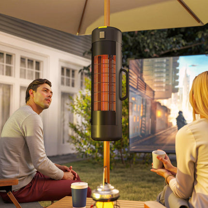 Outsunny Electric Parasol Mounted Patio Heater, Outdoor Heater, 2 Setting