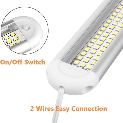 12V Interior LED Light Bar, 120 LED Universal Strip Light with ON/OFF Switch and Extension Cord, White Lamp for Van Car Auto Camper Bus Caravan Boat RV Kitchen Bathroom Cabinet (2 Pack)