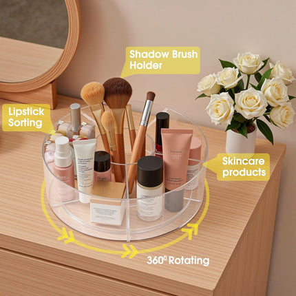 360° Rotating Makeup Organizer, Adjustable Acrylic Cosmetic Storage, Cosmetic Organisers and Spinning Makeup Stand for Beauty Skincare