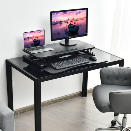 Height-Adjustable Ergonomic Sit-Stand Desk with Metal Frame and Clamping Plates