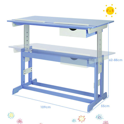 Children'S Height Adjustable Tilting Drawing Table with Storage