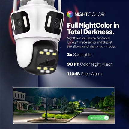 6K Triple Lens CCTV IP Camera PTZ Wireless Wifi Outdoor Home Security Cam 64GB