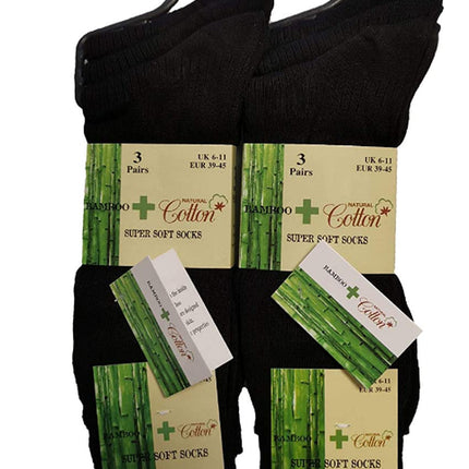 Mens Bamboo and Natural Cotton Super Soft Ribbed Breathable Socks 6-11