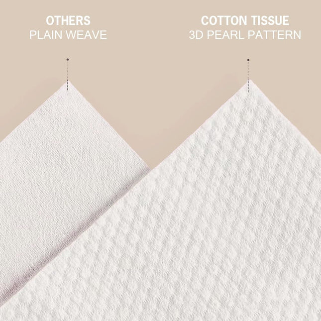 Disposable Face Towels, 60 Count Soft Pure Cotton Dry Wipes for Sensitive Skin, Unscented Biodegradable Cotton Tissues Wet and Dry Use for Baby and Make-Up Remover Wipes