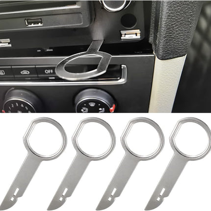 Car Radio Removal Tool Key, 4 Pieces Stereo Release Tools Pins with Easy Grip Handles, CD DVD Media Player Head Unit Key Tool, Car Accessories Radio Tools Compatible with Most Vehicles