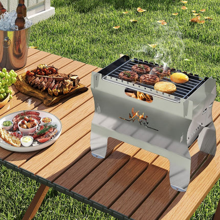 2-In-1 Camping Grill with Stainless Steel Grate and Carrying Bag