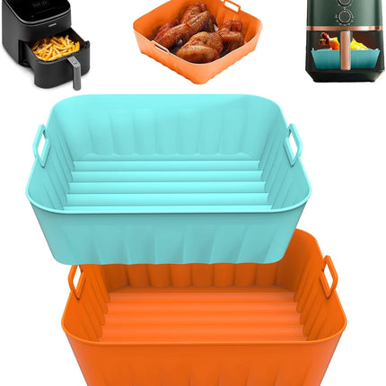 2 Pack Silicone Air Fryer Liners, 8.3 Inch Reusable Air Fryer Accessories, Squar