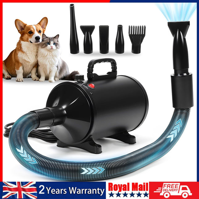 2800W Dog Hair Dryer Pet Grooming Blaster Blower Dryer 5 Nozzles Blaster Xhksece