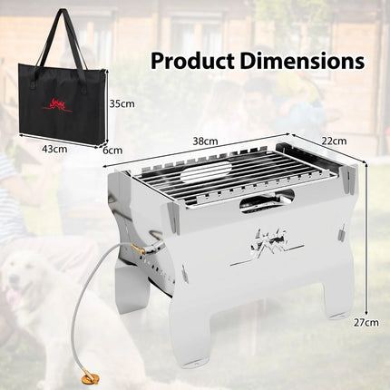 2-In-1 Camping Grill with Stainless Steel Grate and Carrying Bag