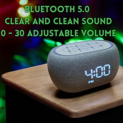 Music Clock Bar Bedside Alarm Clock 7 Night Light Bluetooth Speaker White Noise