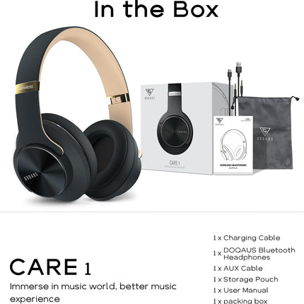 DOQAUS Bluetooth Headphones over Ear, 90Hrs Playtime, Bluetooth5.3 Wireless Head