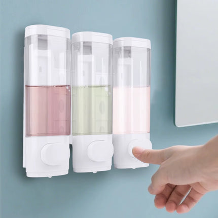 3-In-1 Shampoo and Conditioner Dispenser Wall-Mount Shower Soap Dispenser Shampoo Shower Gel Separator for Bathroom Liquid Soap