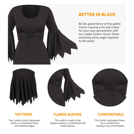 LADIES WITCH FANCY DRESS COSTUME FISHTAIL DRESS and HAT HALLOWEEN GOTHIC OUTFIT