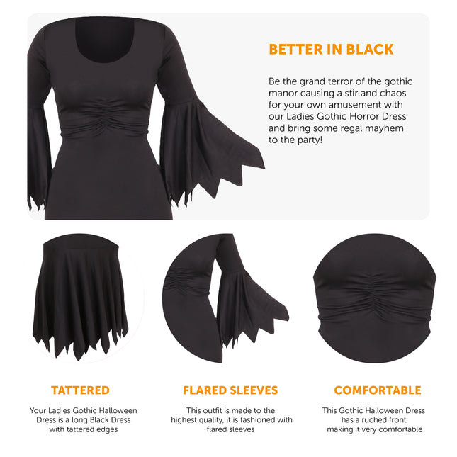 LADIES WITCH FANCY DRESS COSTUME FISHTAIL DRESS and HAT HALLOWEEN GOTHIC OUTFIT