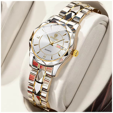 Ladies Luxury Quartz Watch Stainless Steel Waterproof Casual Wristwatch Boxed