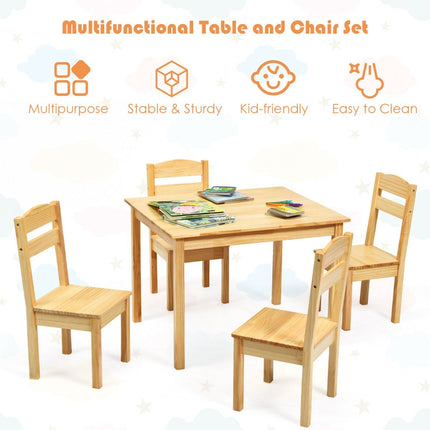Kids Table and 4 Chairs Set for Toddlers Dining, Drawing, Reading