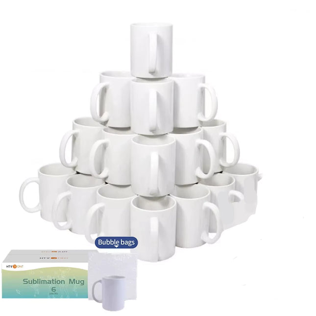 HTVRONT Sublimation Mugs 11Oz Ceramic Sublimation Mugs Blank Bulk Coffee Mug White Ceramic Photo Cups with Bubble Bag