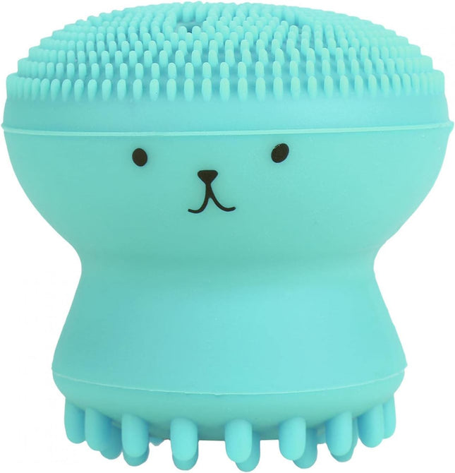 Silicone Facial Cleansing Brush, Octopus Shape Waterproof Face Scrubber Exfoliator Pore Cleanser Brush for Deep Cleansing Blackhead Removal, Suitable All Skin Types(Green)