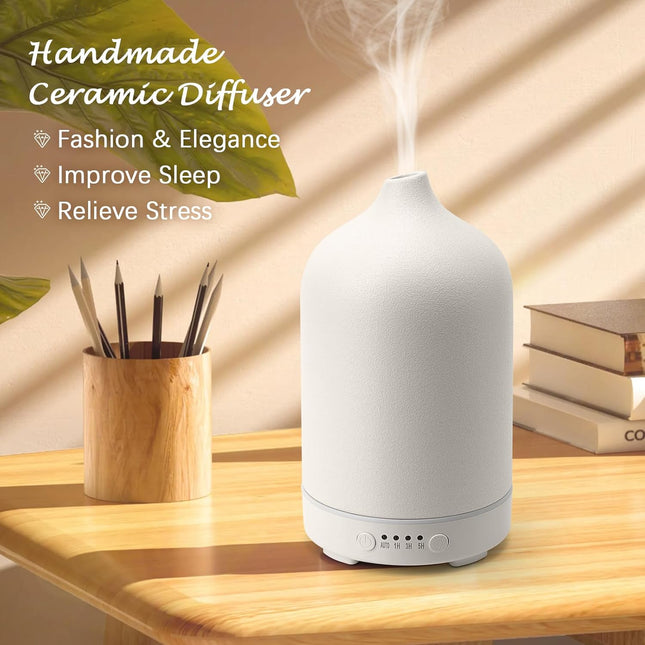 Ceramic Diffuser 250ML Essential Oil Diffusers Aromatherapy Essential Oil Humidifier for Room Air Humidifier for Home Bedroom Stone Diffuser (White Big Size 250Ml)