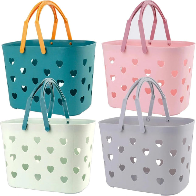 Peohud 4 Pack Portable Shower Caddy Basket with Handle, Plastic Storage Basket B