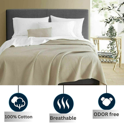 100 PURE COTTON Honeycomb Waffle Throw Snug Warm Sofa Bed Throw Large Pillowcase