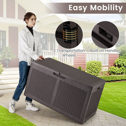 380L Resin Deck Box with Lockable Lid and Wheels