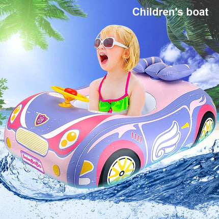 Kid Inflatable Swimming Car Boat Seat Sunshade Baby Swim Float Ring Pool Summer